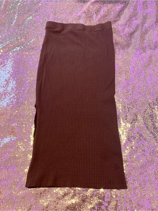 Zara Dresses & Skirts - Zara Ribbed Midi Skirt in Dark Brown